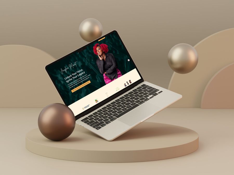 Jacqlene Monét personal brand website shown on laptop