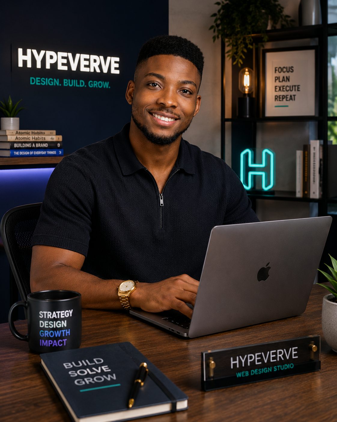 Kelvin Igweshi presenting website strategy